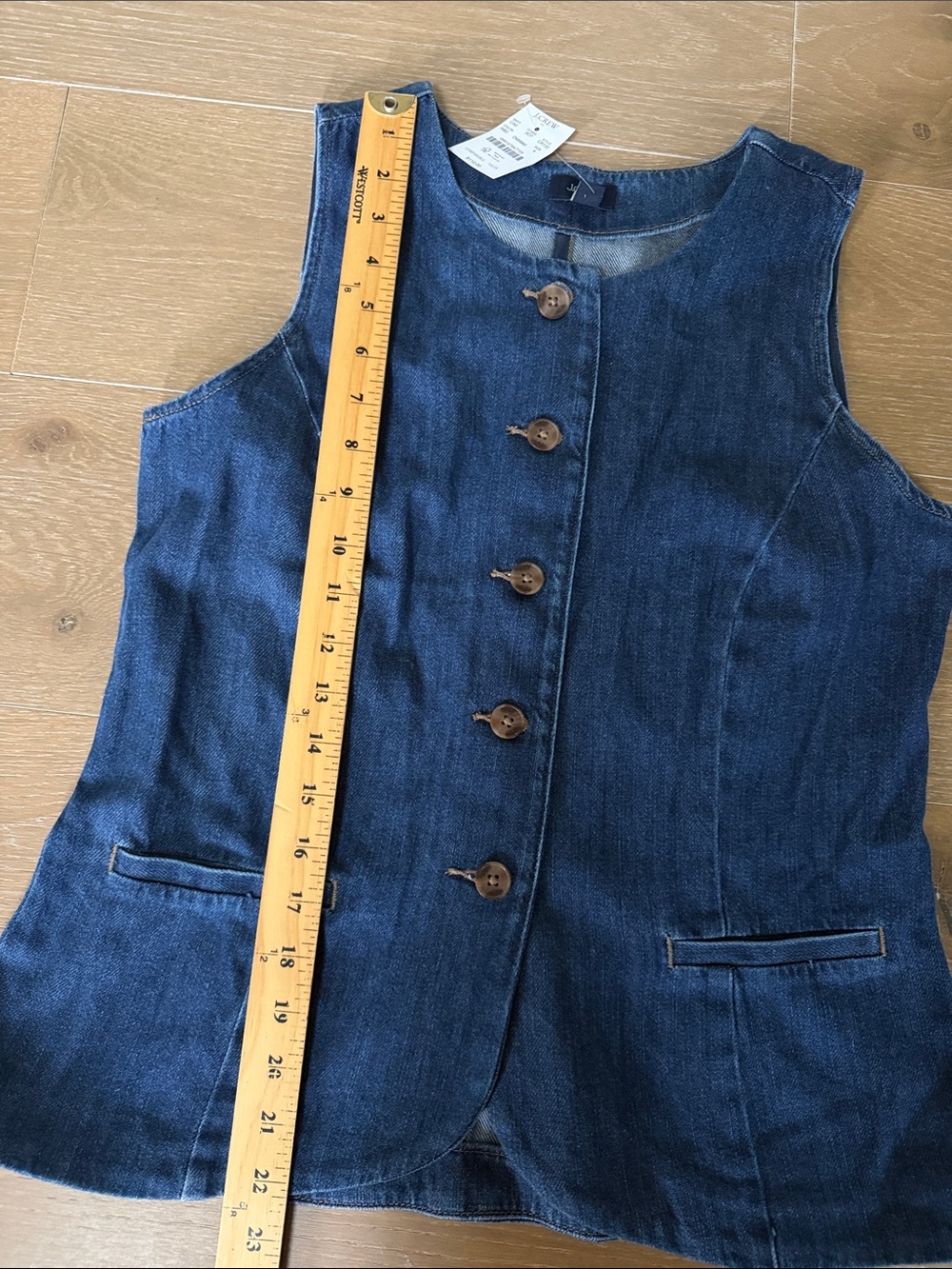 NWT J. Crew Dark Indigo Long Denim Button-Front Vest | 4 - Picture 6 of 9